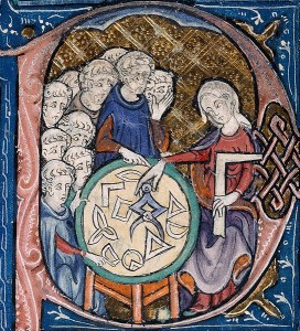 Enseignement de la géométrie – enluminure XIVe siècle