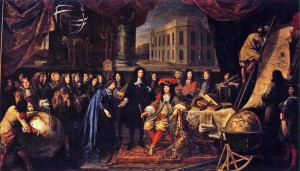Testelin-Colbert présente les membres de l'Académie royale des sciences à Louis XIV en 1667